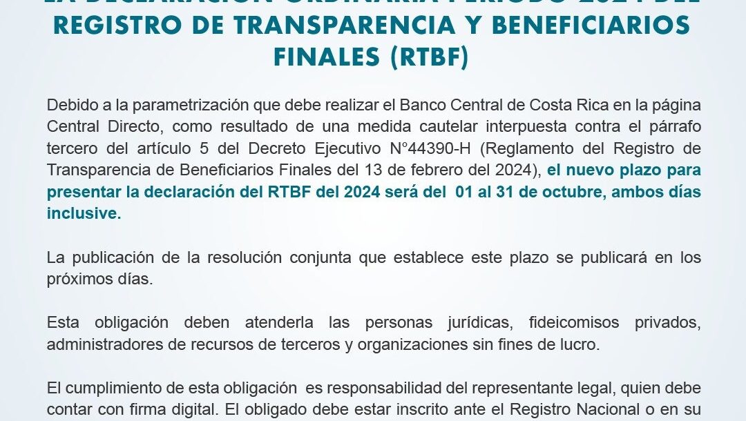 Declaración RTBF (Registro de Transparencia y Beneficiarios Finales)